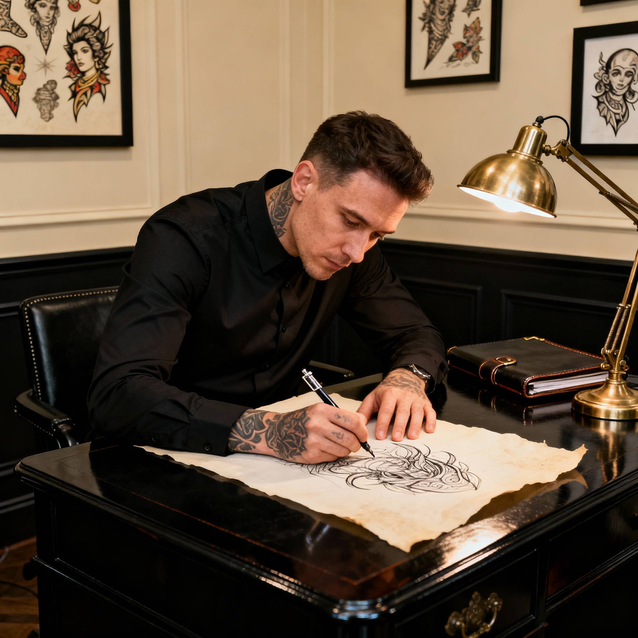 Retrato de Diego Navarro, tatuador especialista en Blackwork y Fineline